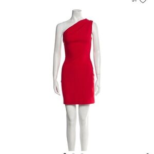 HANEY Sheath One-Shoulder Red Midi Dress
